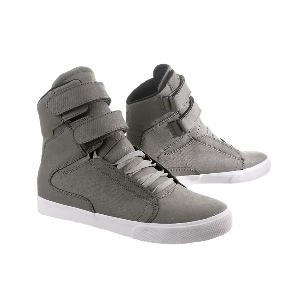 Baskets Montantes Supra TK Society Grise Grey/Waxed Canvas Homme | UUK-99519484